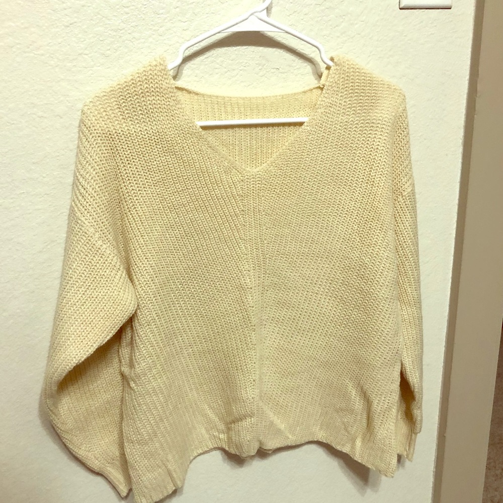Cream V-neck Sweater